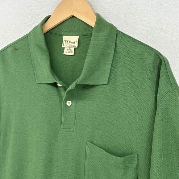 LL BEAN Shirt Mens L Golf Polo Short Sleeve Y2K 2000s Pique Cotton Green VTG - Picture 4 of 15
